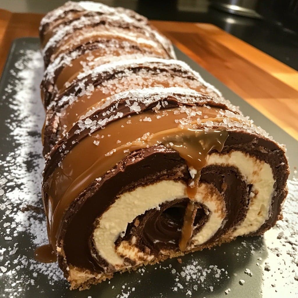 Salted Caramel Chocolate Roulade