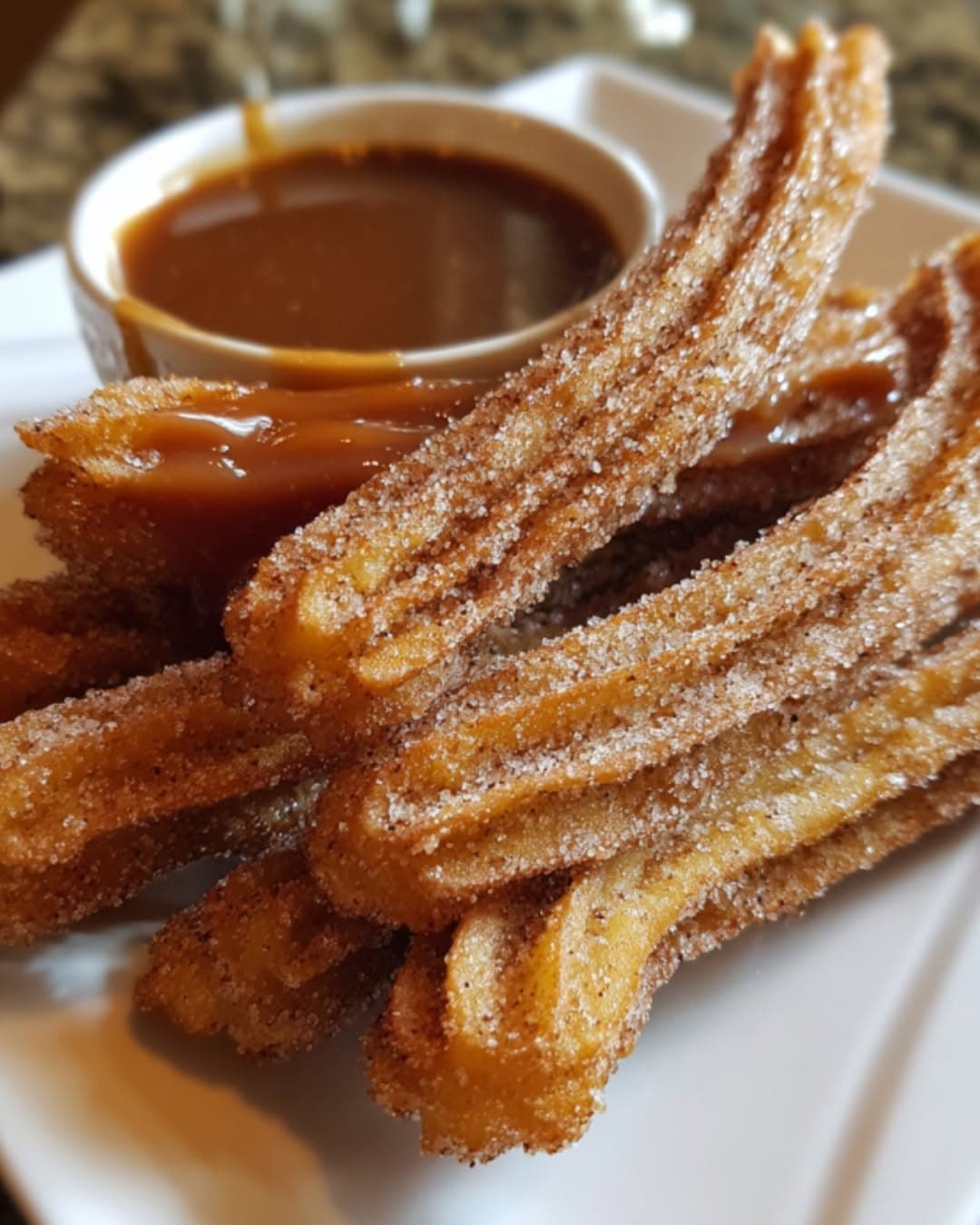 Spiced Apple Churros with Caramel Dip