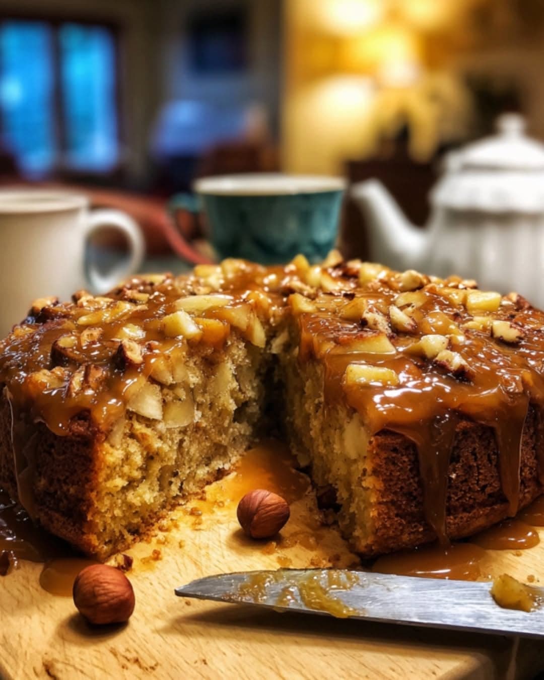 Apple Hazelnut Cake With Brown Sugar Glaze