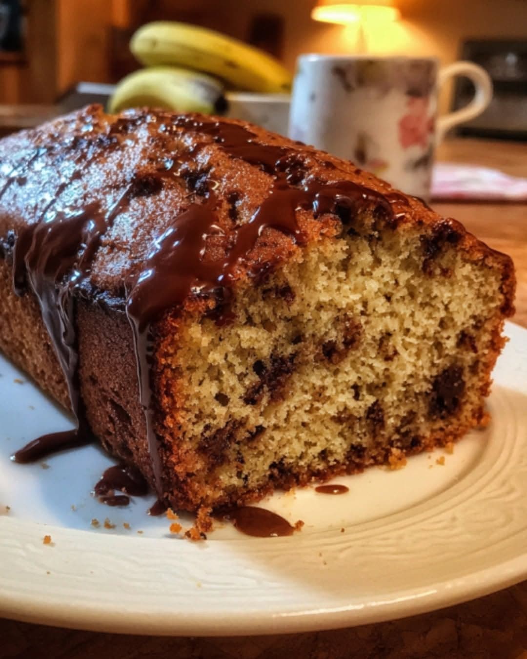 Banana Chocolate Chip Loaf With Espresso Glaze