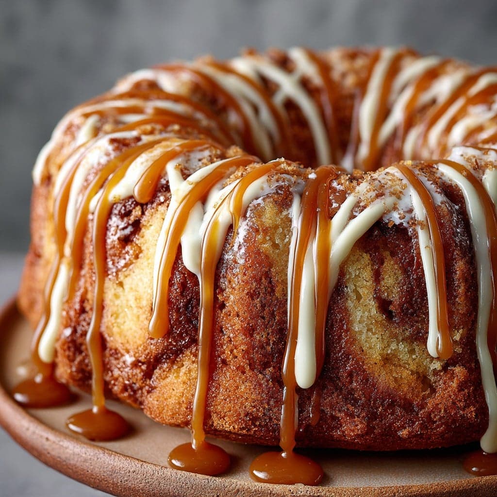 Caramel Cream Cheese Cinnamon Roll Pound Cake