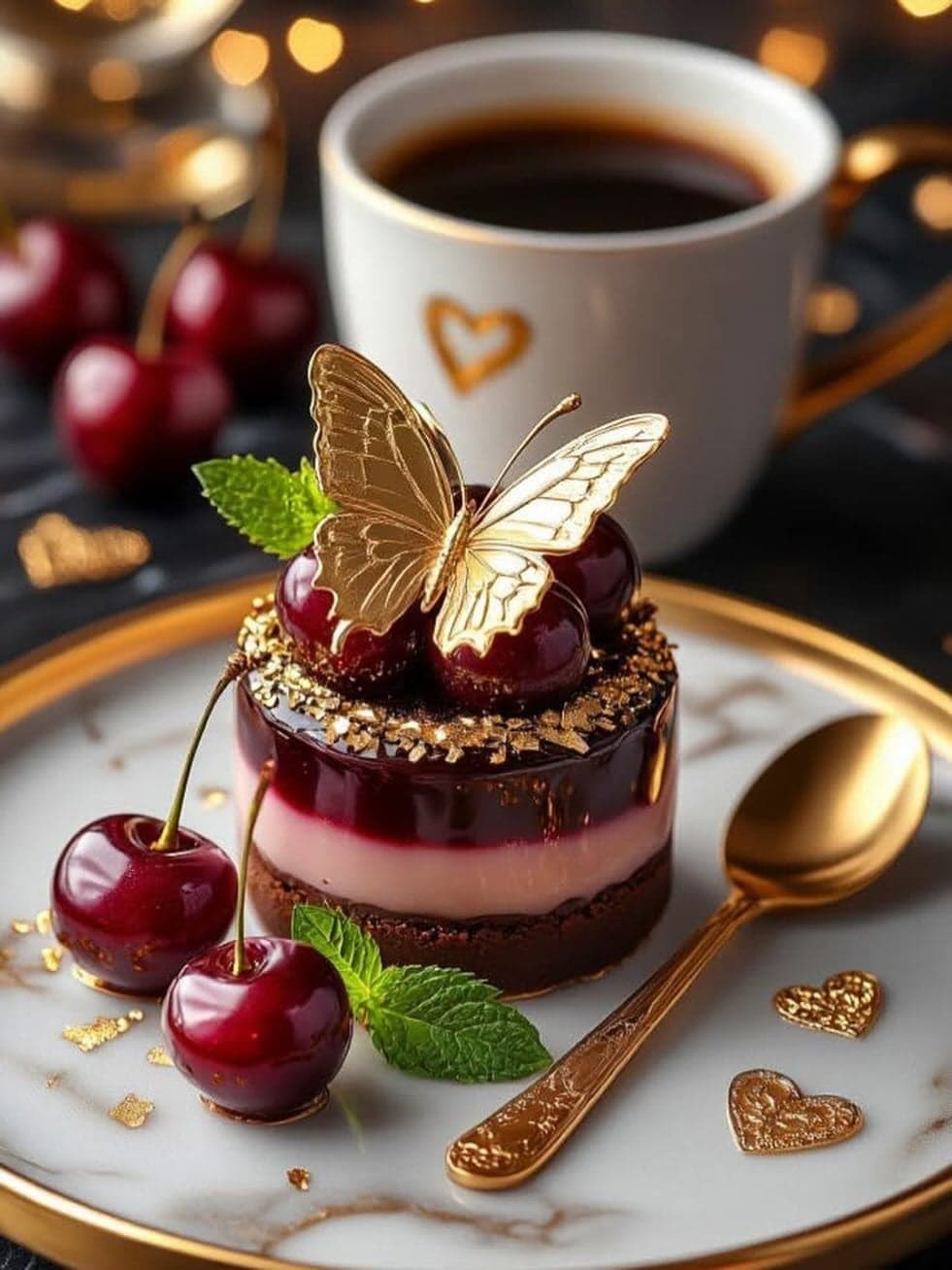 Cherry Mousse Cake With Chocolate Base