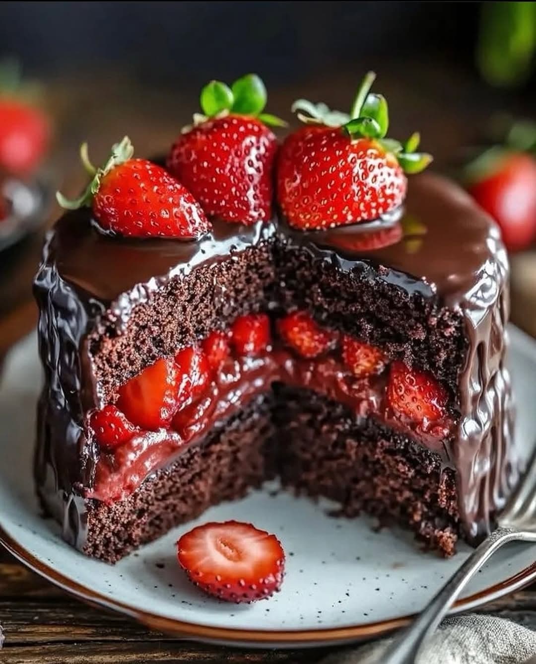 Chocolate Cake with Strawberry Filling