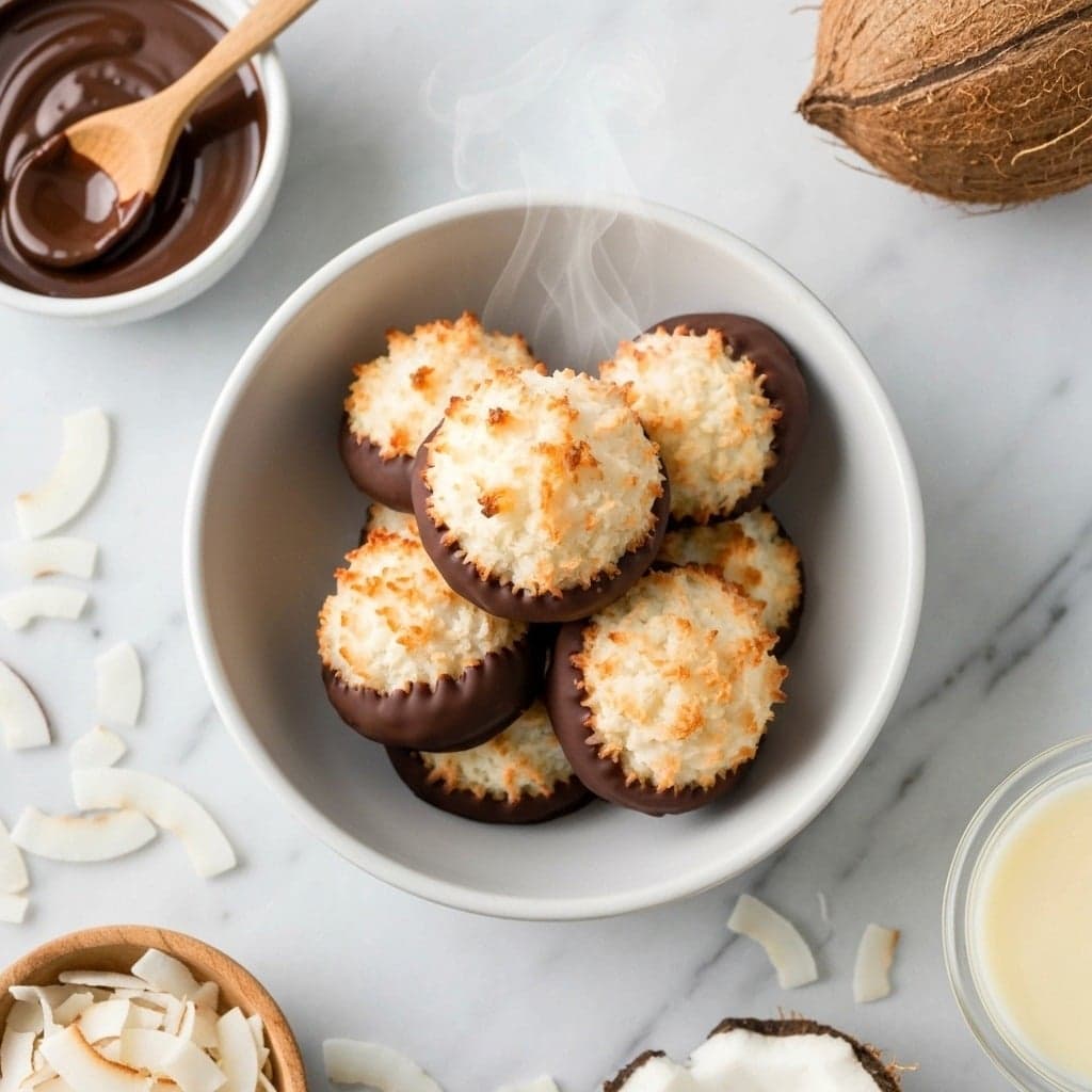 Chocolate-Dipped Coconut Macaroons