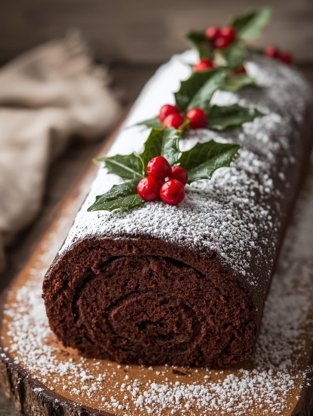 Chocolate Yule Log Cake