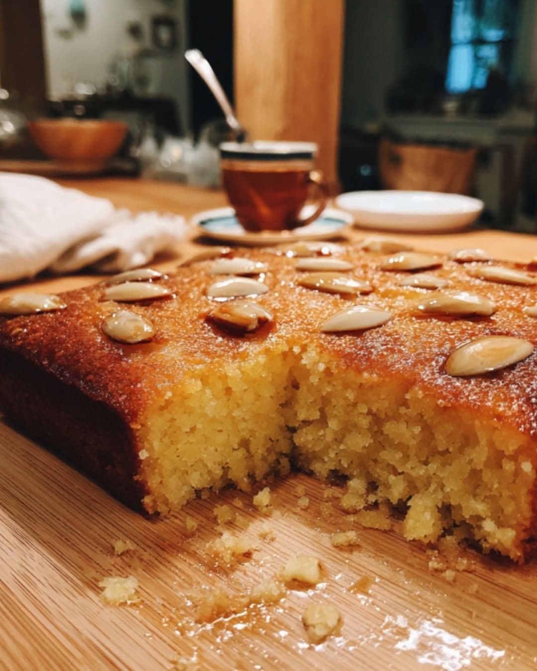 Classic Basbousa with Almonds and Rosewater Syrup