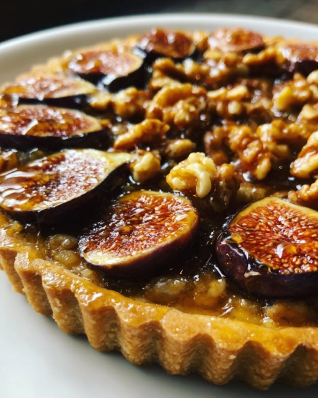 Fig and Walnut Tart with Honey Drizzle