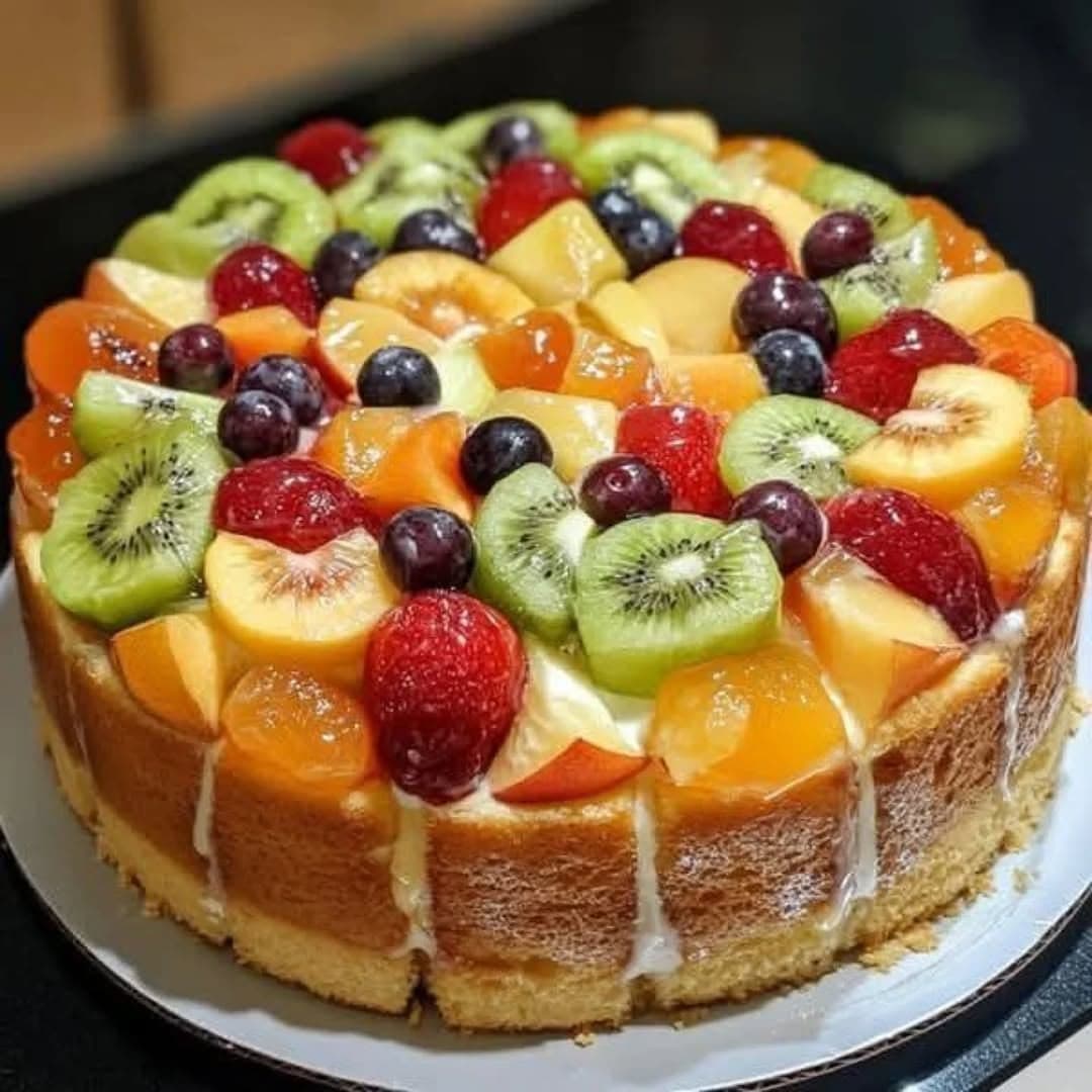 Fresh Fruit Sponge Cake Recipe