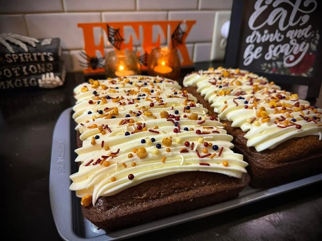 From-scratch Pumpkin Bread with Cream Cheese Frosting
