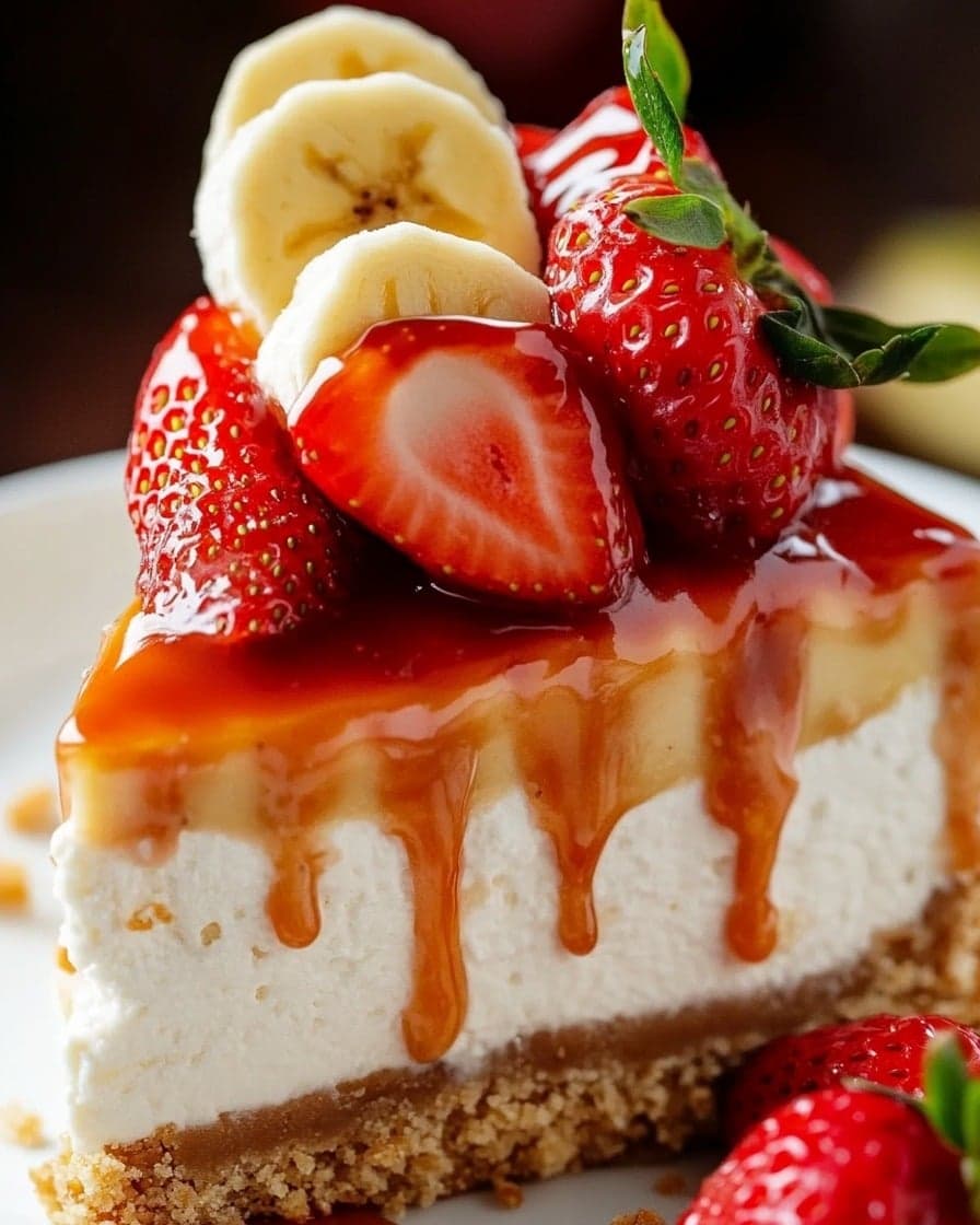 Luscious Banana Strawberry Cheesecake