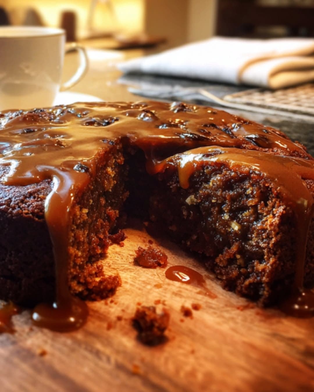 Mocha Date Cake with Toffee Sauce
