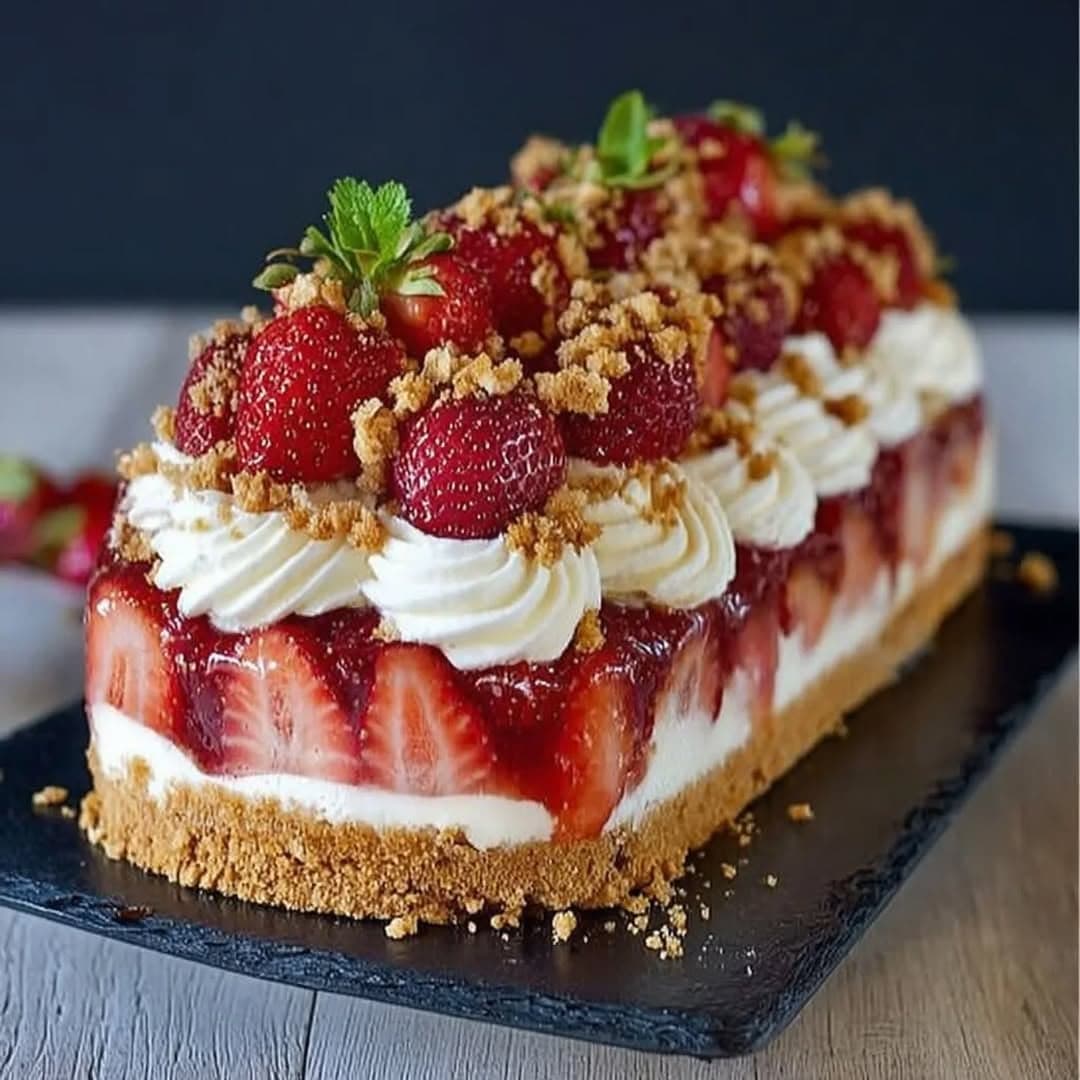 No Bake Strawberry Cheesecake Cake