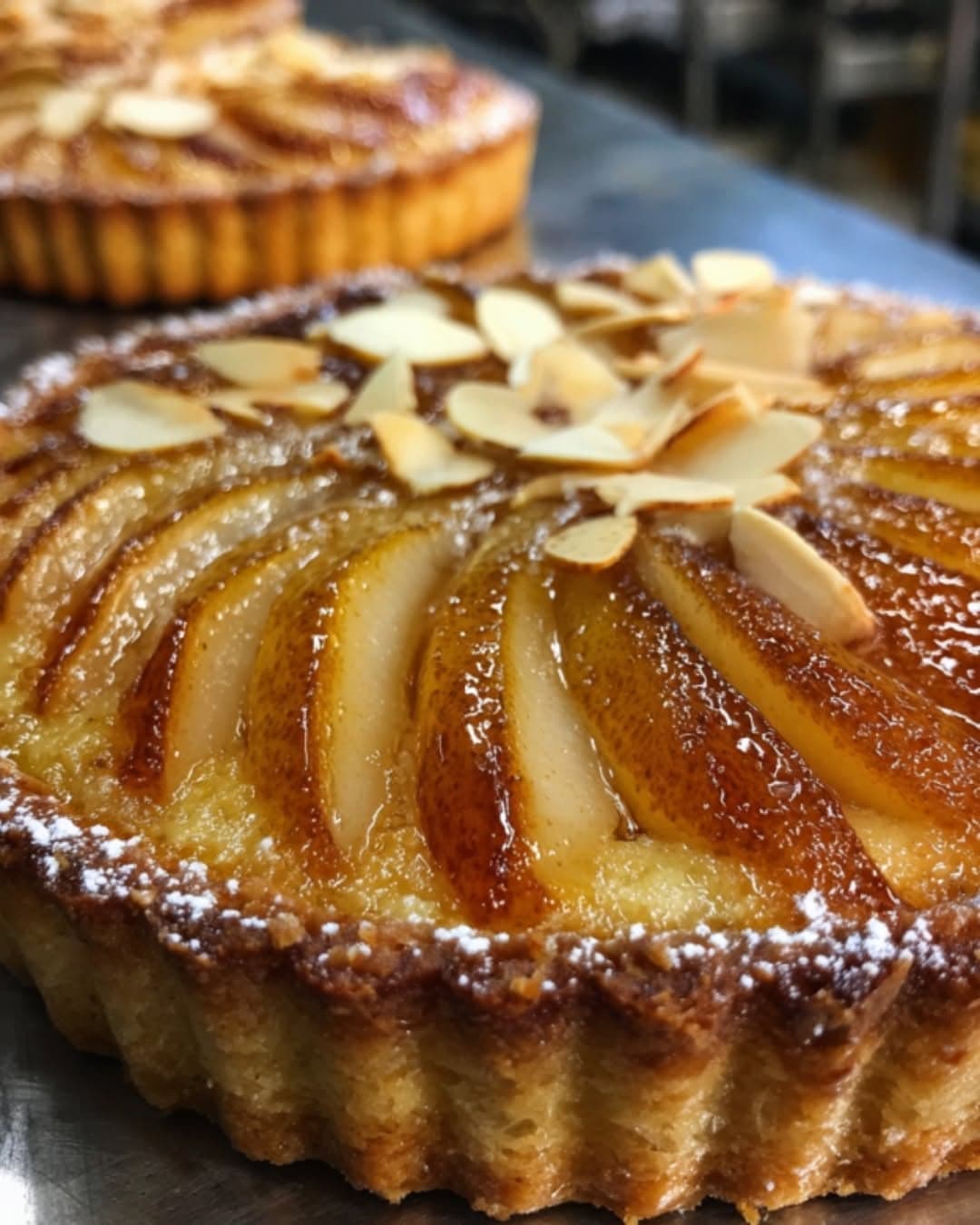 Pear Almond Tart With Honey Glaze