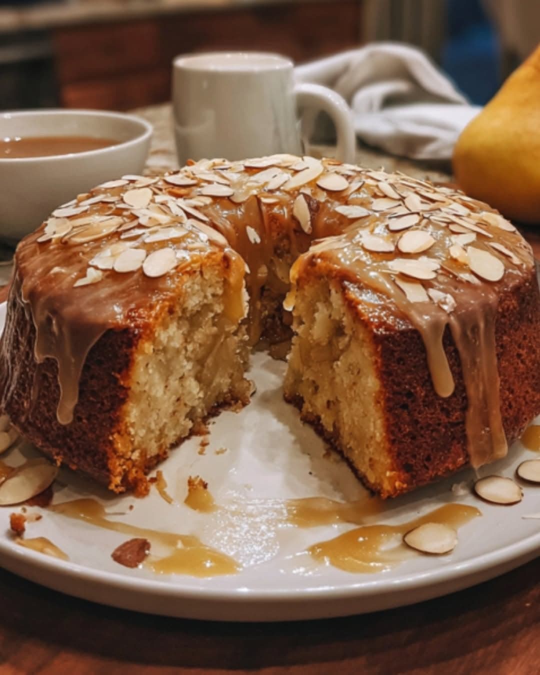Pear and Almond Cake with Cinnamon Glaze