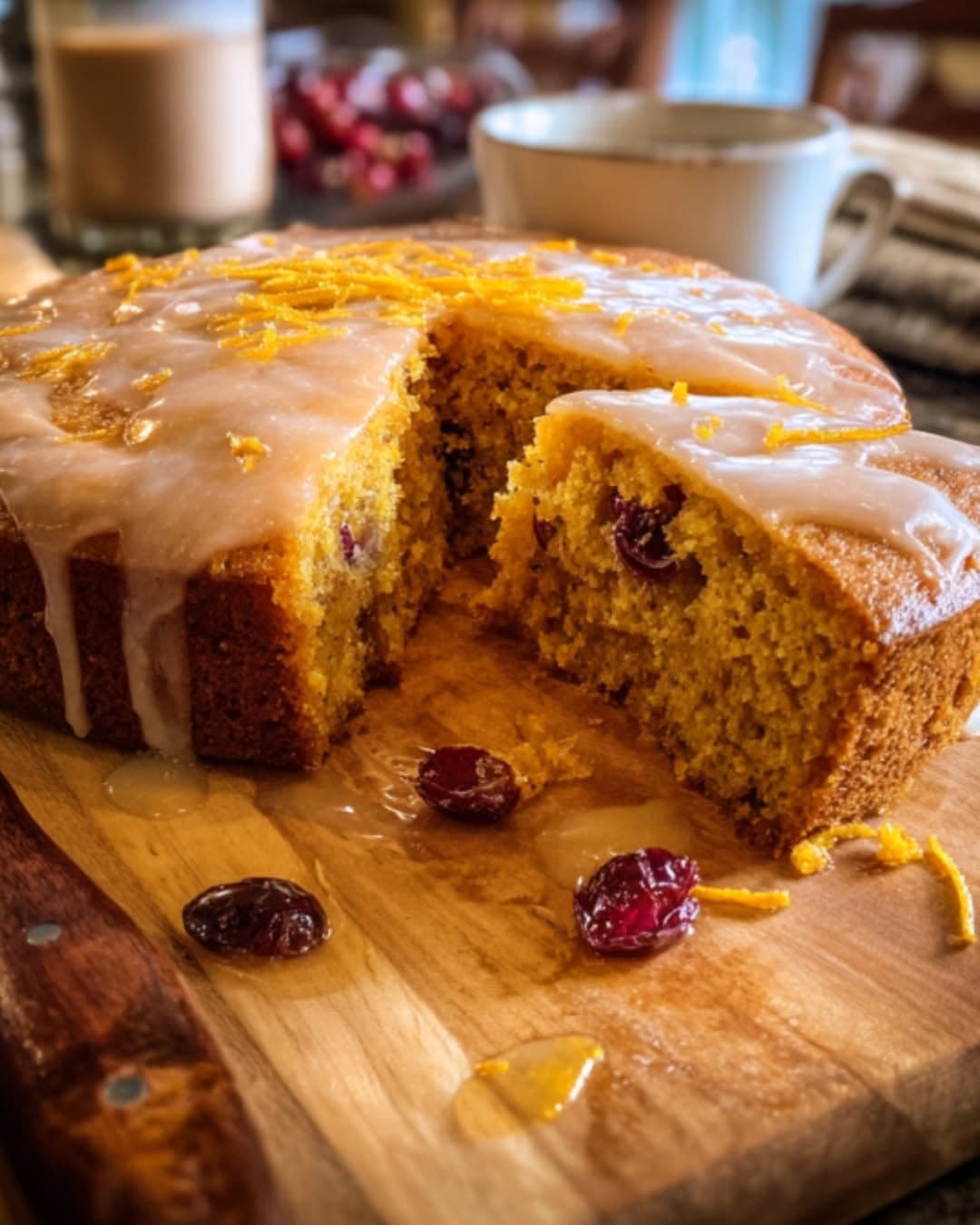 Pumpkin Cranberry Spice Cake with Orange Icing
