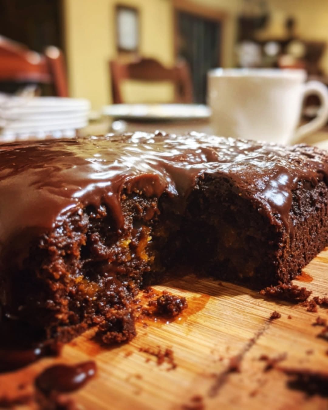 Pumpkin Date Brownie Cake with Chocolate Glaze