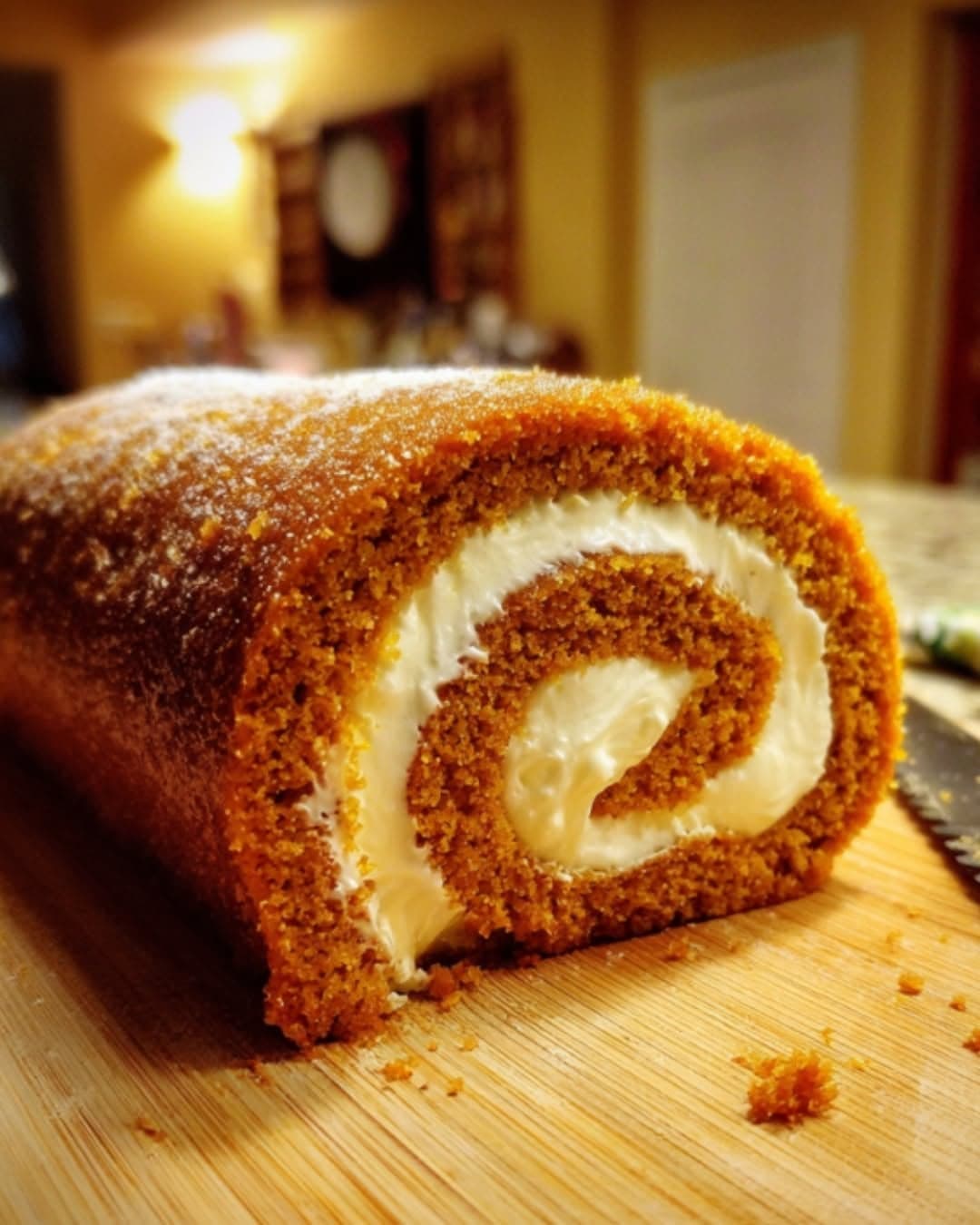 Pumpkin Roll Cake With Cream Cheese Filling