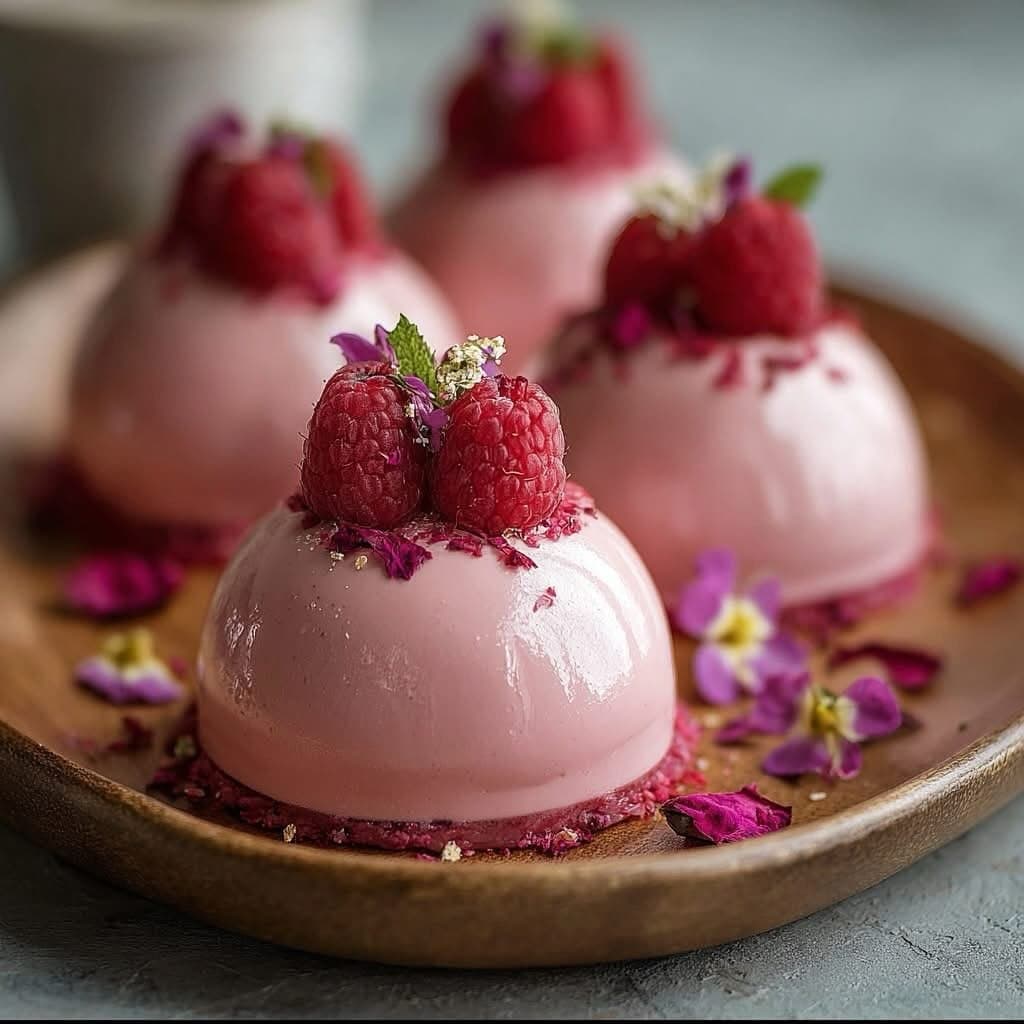 Raspberry Rose Mousse Domes
