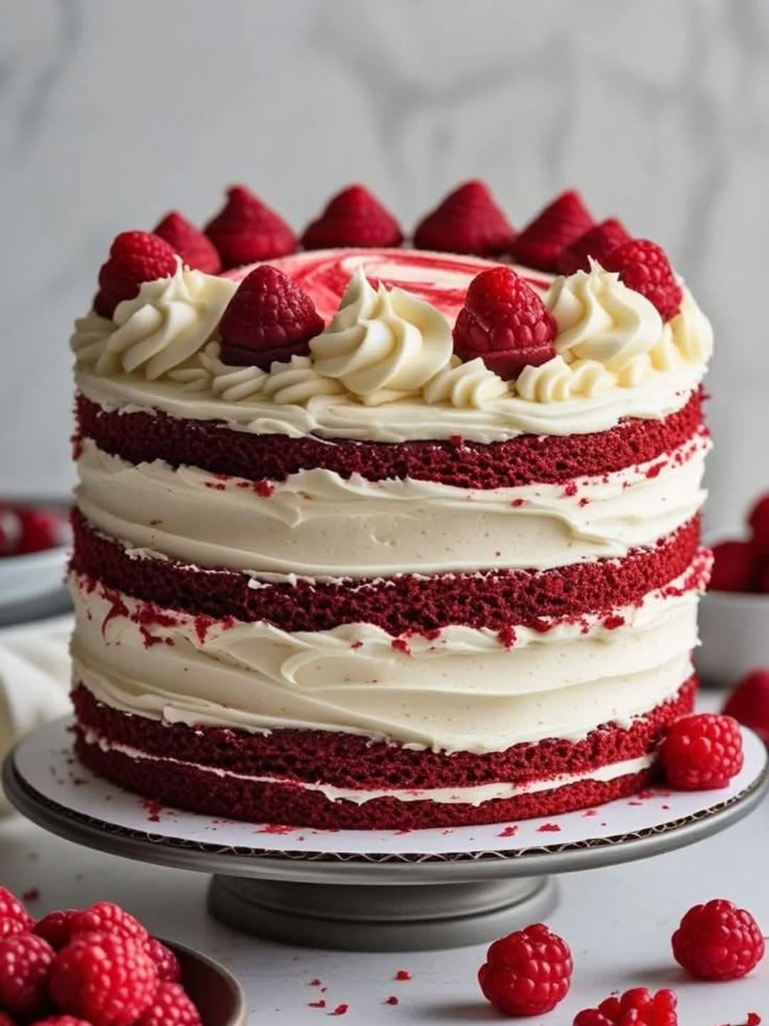 Red Velvet Raspberry Cake