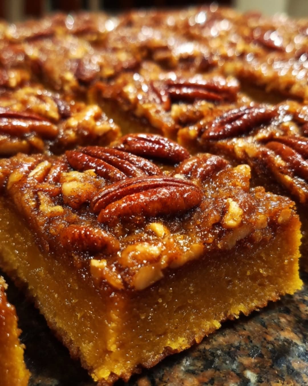 Spiced Pumpkin Pecan Pie Bars with Buttery Crust