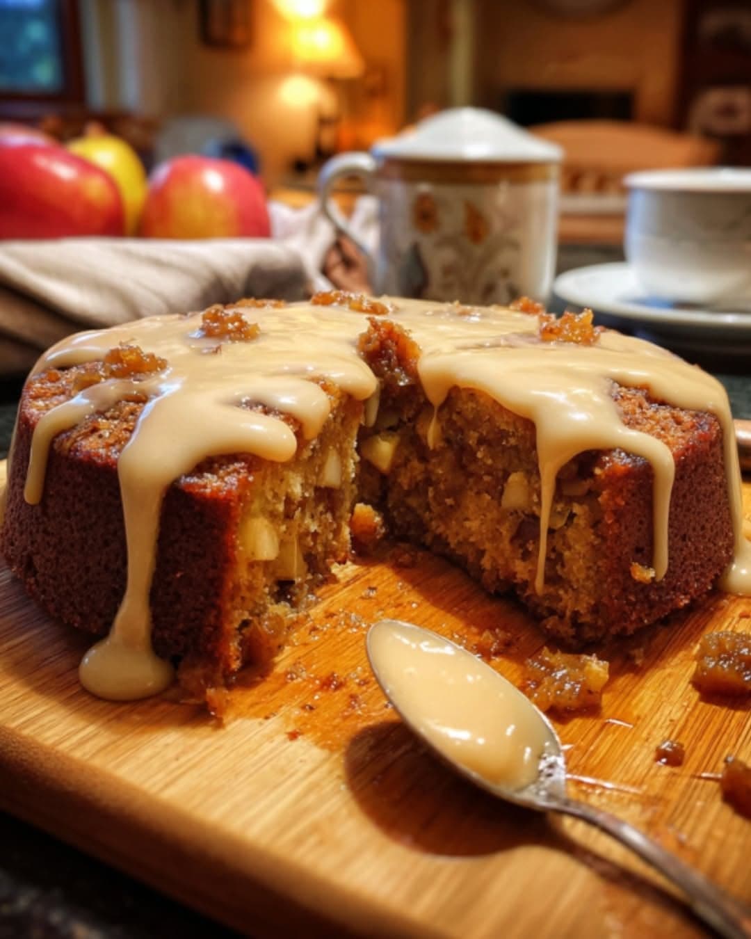 Sticky Apple & Date Pudding with Cinnamon Cream