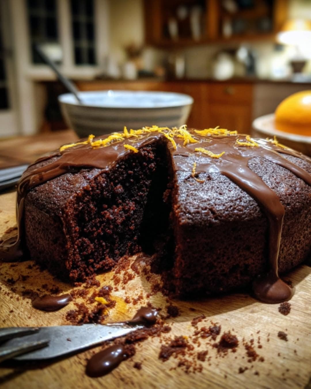 Sticky Chocolate Orange Cake With Ganache Drizzle