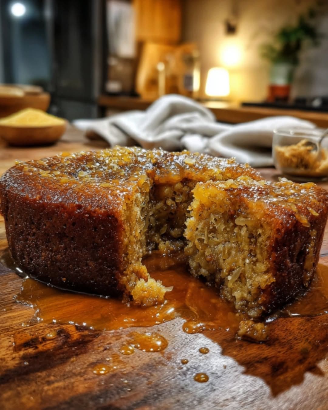 Sticky Coconut & Fig Pudding with Ginger Syrup