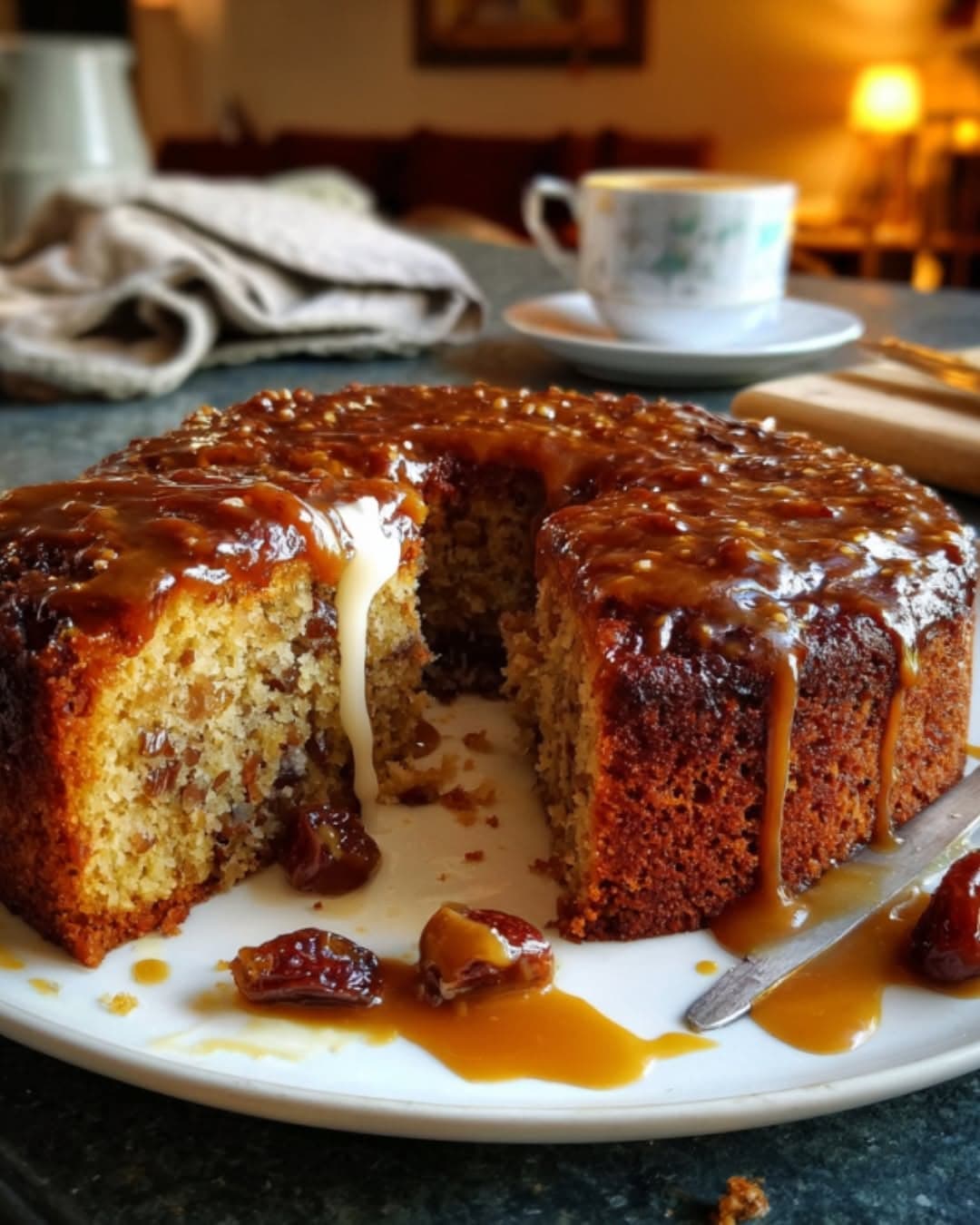 Sticky Date Pudding Cake With Caramel Cream