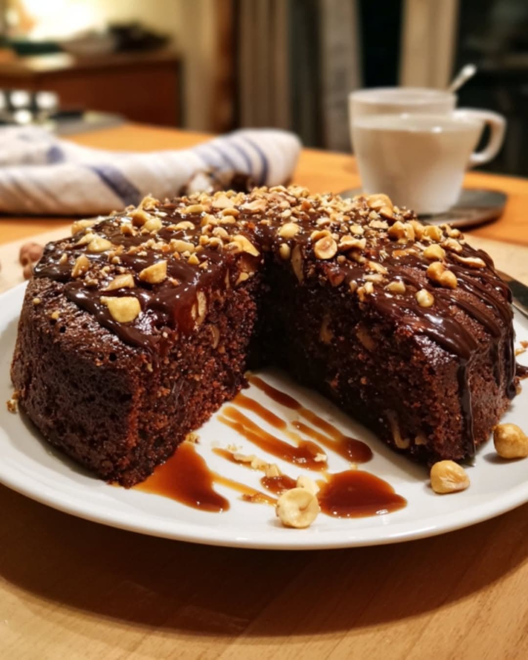 Sticky Hazelnut And Chocolate Cake With Espresso Syrup