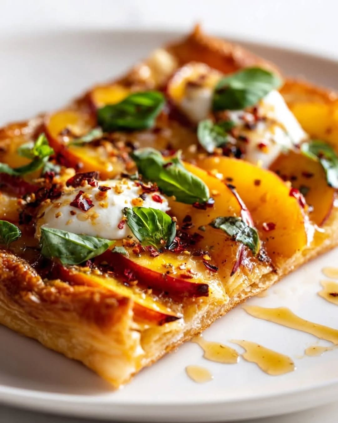 Swicy Summer Peach & Burrata Flatbread